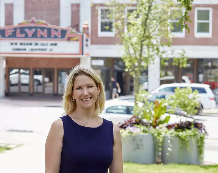 Anna Marie Gewirtz in front of the Flynn marquee - COURTESY OF FRÉDÉRIC SILBERMAN PHOTOGRAPHY