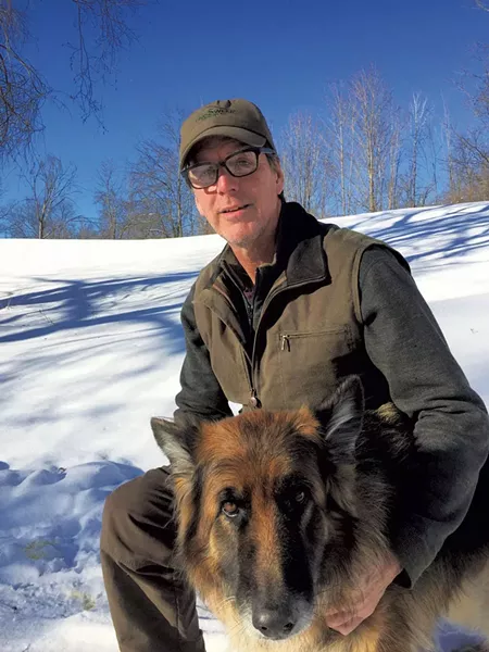 Pete Kelley wearing a NoSwear hat and his dog, Byrdy - COURTESY OF PETE KELLEY