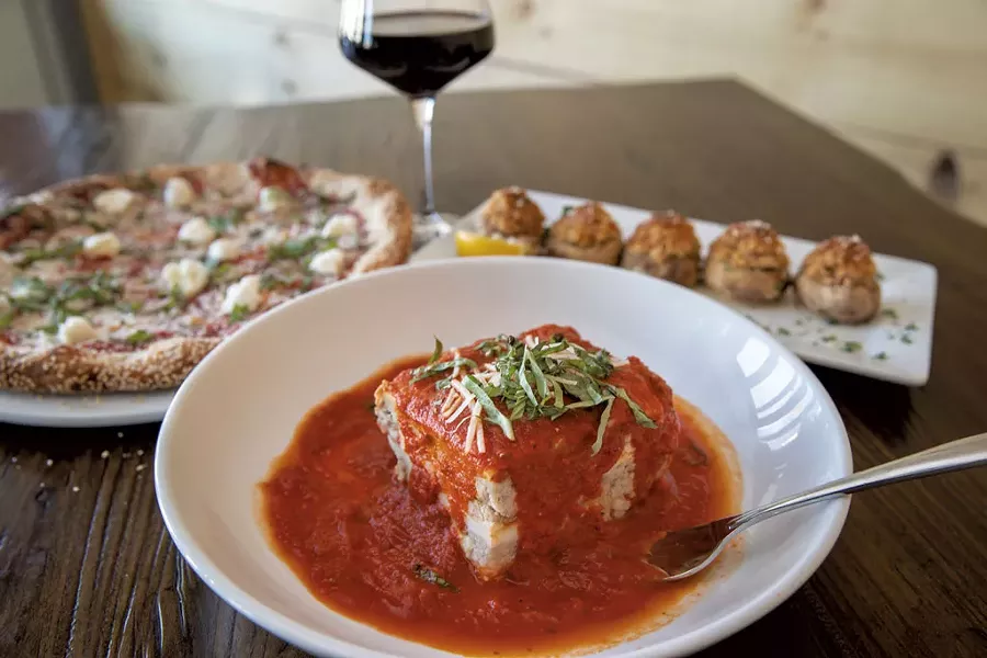 Lasagna, Grandma pizza and stuffed mushrooms at Jr's Original - JAMES BUCK