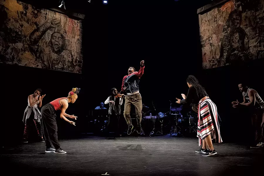Camille A. Brown & Company performing a scene in ink - COURTESY OF CHRISTOPHER DUGGAN