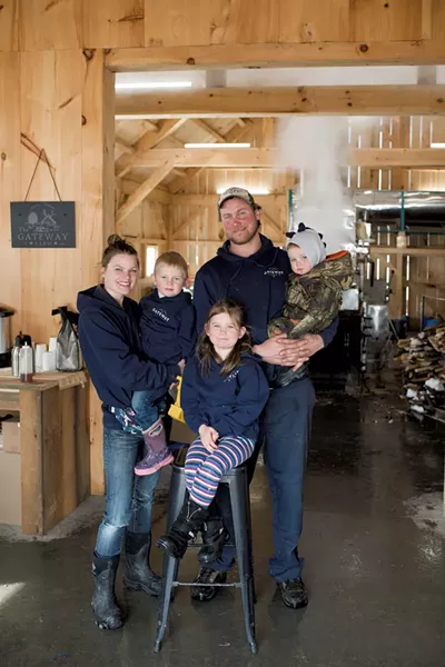 Trent and Abby Roleau with their children (from left) Kennet, Sophia and Bradley - CALEB KENNA
