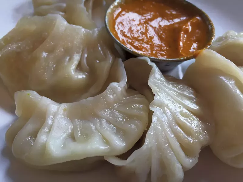 Veggie momos with chile sauce - HANNAH PALMER EGAN