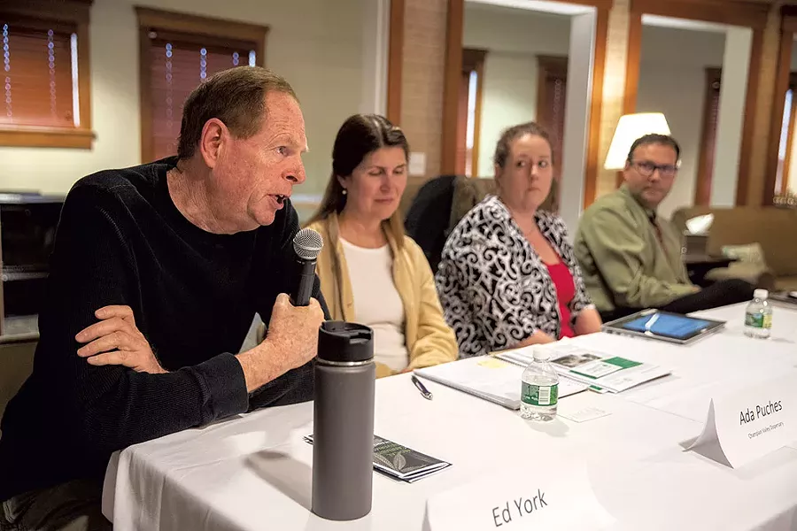 From left: Panelists Ed York, Ada Puches, Lindsey Wells and Paul Jerard - JAMES BUCK