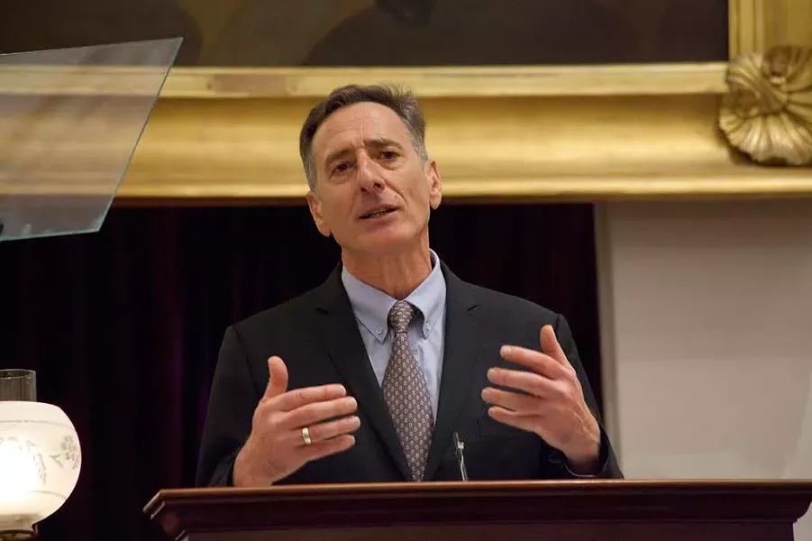Gov. Peter Shumlin delivers his budget address in January. - MATTHEW THORSEN