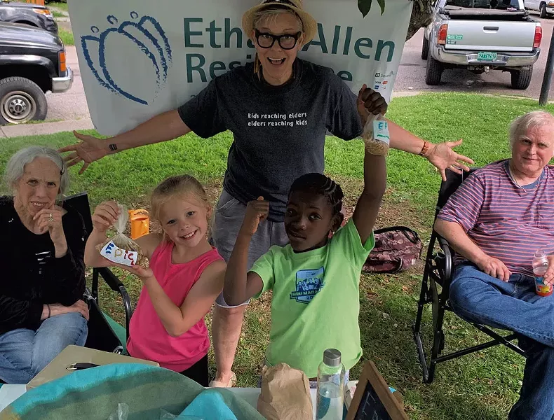 Children from the Boys & Girls Club of Burlington and residents from the Ethan Allen Residence at the Old North End Farmers Market - COURTESY OF THE LIVING WELL GROUP