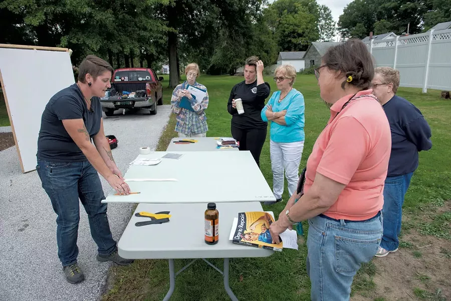 Morgan Over teaching a We Can Fix It class for women in Rutland - CALEB KENNA