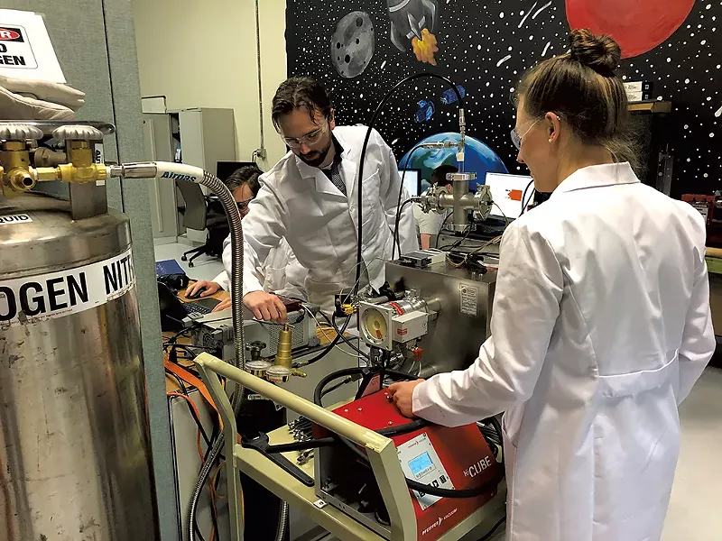 Bechmark Space Systems team testing equipment - COURTESY OF BENCHMARK SPACE SYSTEMS