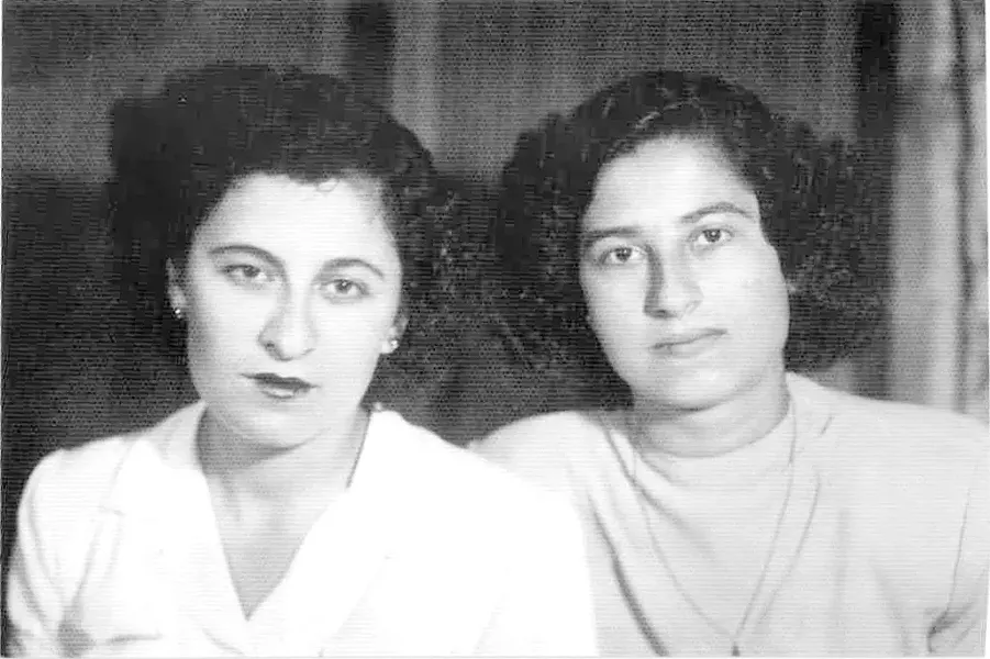 Mountaha (right) with her childhood friend Nadia Abdullah