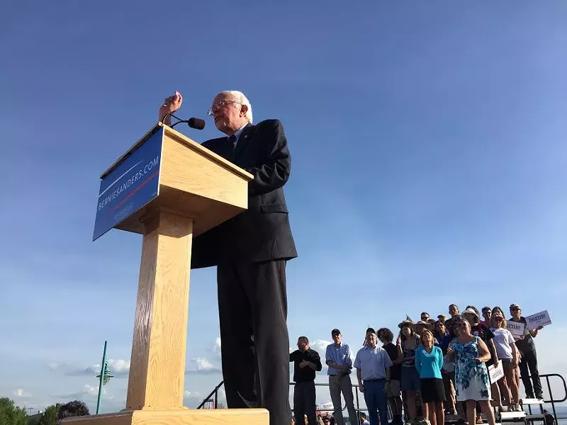 Sen. Bernie Sanders at his campaign kickoff in May - JAMES BUCK