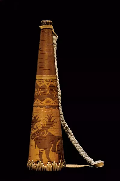 Birch bark moose call made by Aaron York of the Nulhegan Tribe. These were used to call in moose during the hunt. - COURTESTY OF DIANE STEVENS