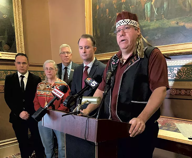 Don Stevens (right) at the February 5 press conference - KEN PICARD