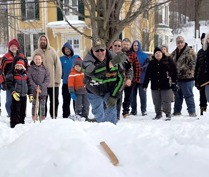 Stevens at the Snow Snake Games in Derby Line - DON WHIPPLE