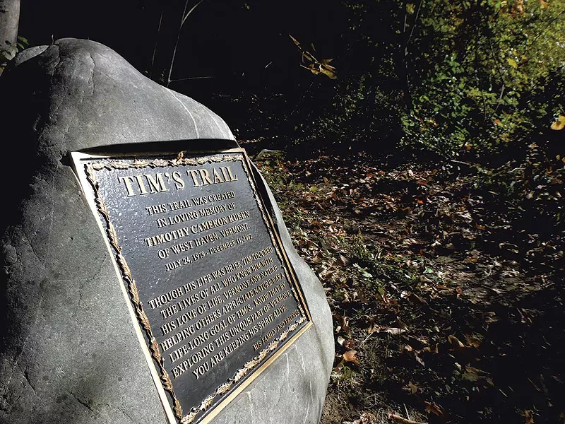 Plaque at the head of Tim's Trail - ETHAN DE SEIFE