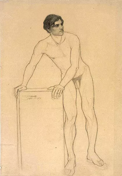 "Standing Male Nude, Academic Drawing" by Egon Schiele
