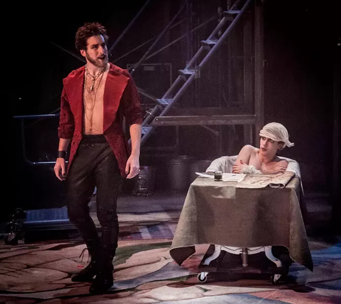 Peter Hiebert as de Sade, left, and Garrett Garcia as Marat - COURTESY OF DOK WRIGHT PHOTOGRAPHY