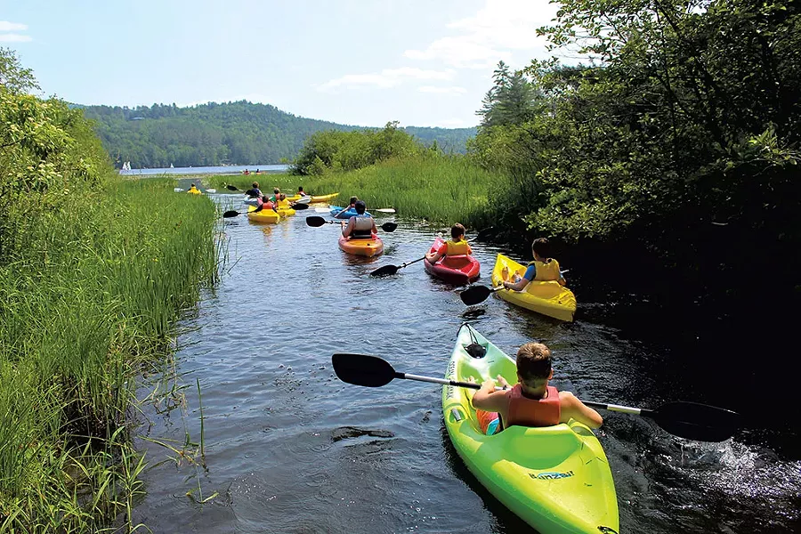 Campers at the Aloha Foundation's Horizons Day Camp paddling kayaks - COURTESY OF THE ALOHA FOUNDATION