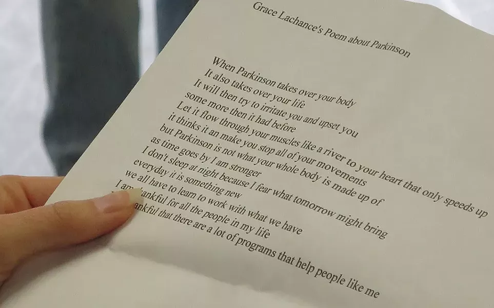 Grace Lachance's Poem about Parkinson - MATTHEW THORSEN