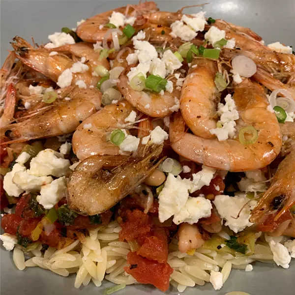 Vermont farm-raised shrimp with tomatoes and white beans - MELISSA PASANEN