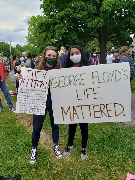 Tilly Krishna (right) with a friend at the recent Burlington Black Lives Matter protest - COURTESY OF TILLY KRISHNA