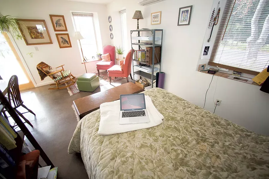 A garden and park are visible from the open bedroom’s window. - JAMES BUCK