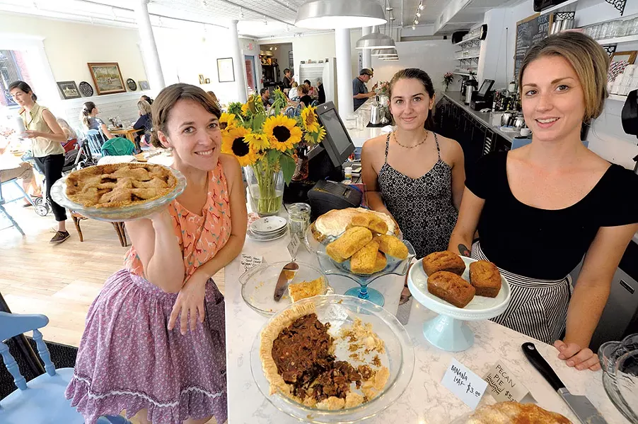 Down Home Kitchen owner Mary Alice Proffitt, left, with staff members Louisa Franco and Lindsey Brownson - JEB WALLACE-BRODEUR