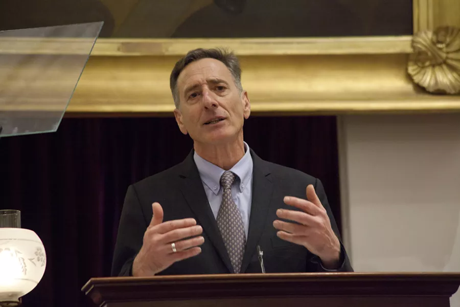 Gov. Peter Shumlin delivers his budget address in January 2015 - MATT THORSEN