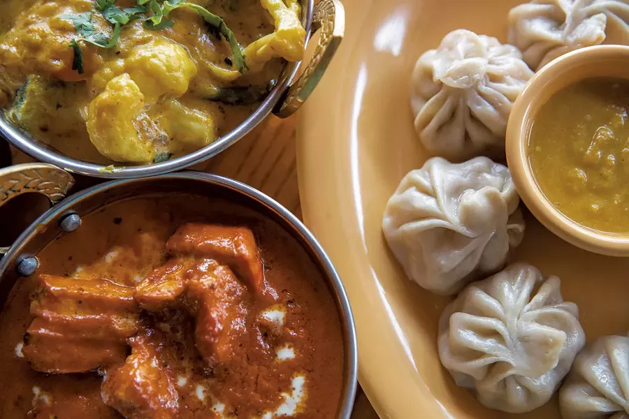 Vegetable korma, chicken momos and chicken tikka masala - PHOTOS: JAMES BUCK
