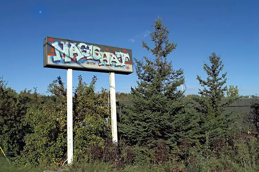Original Magic Hat sign at the Bartlett Bay Road brewery - COURTESY