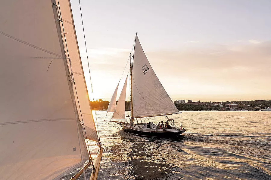 The Friend Ship and the Wild Rose in the Burlington harbor - COURTESY OF HANNAH LANGSDALE / WHISTLING MAN SCHOONER COMPANY