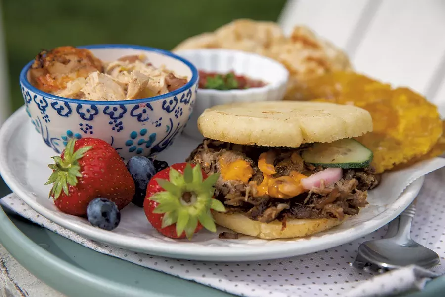 Gumbo, pork arepas, fry bread, paracones and Filipino banana ketchup served by Rachel Averitt - JAMES BUCK