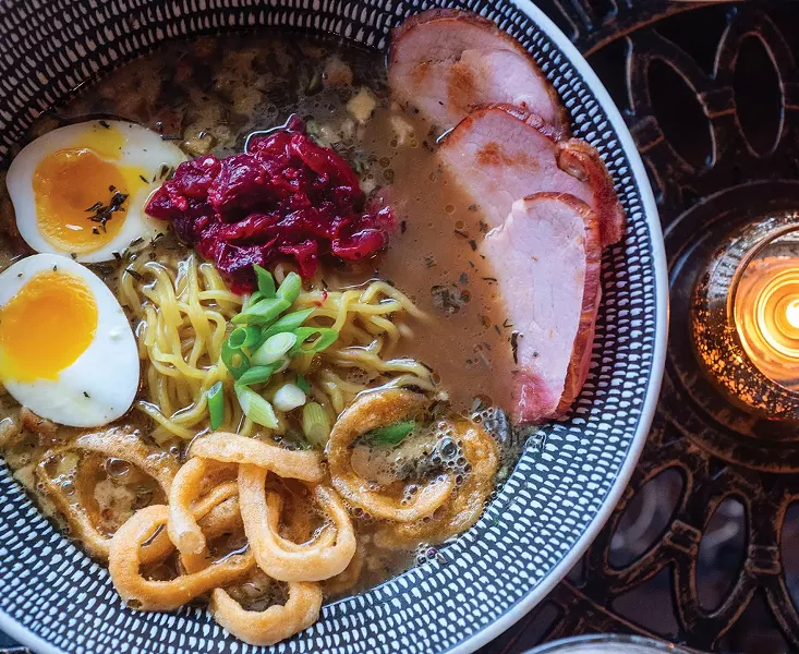 The planned cover photo for this year's 7 Nights: a meal at Waitsfield's Stoke Ramen Bar - JEB WALLACE-BRODEUR