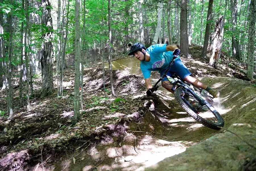 A mountain biker at North Branch Park in Montpelier - JEB WALLACE-BRODEUR