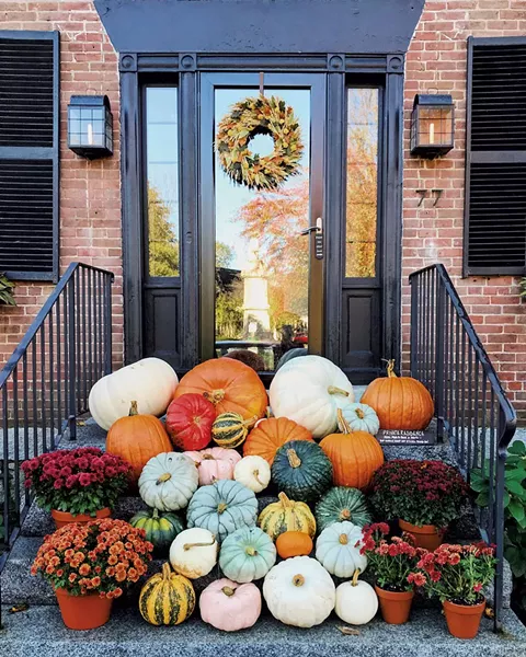 This year's pumpkin décor on Central Street in Woodstock - COURTESY OF JESSICA NOTARGIACOMO