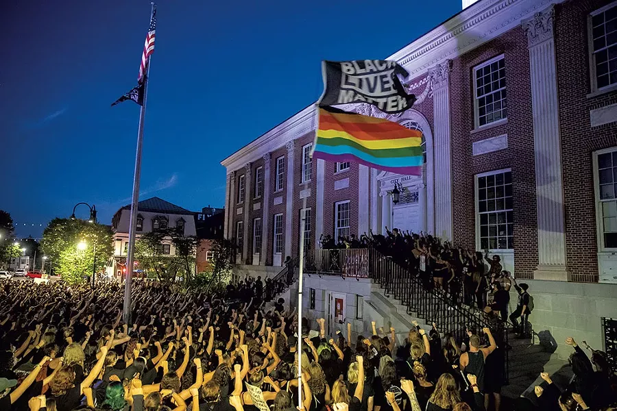 Protesters outside Burlington City Hall - FILE: JAMES BUCK