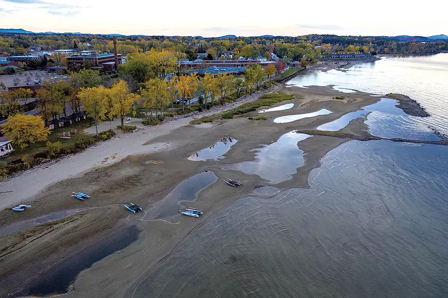 The exposed beach in front on the Burlington Surf Club on Lake Champlain - JAMES BUCK