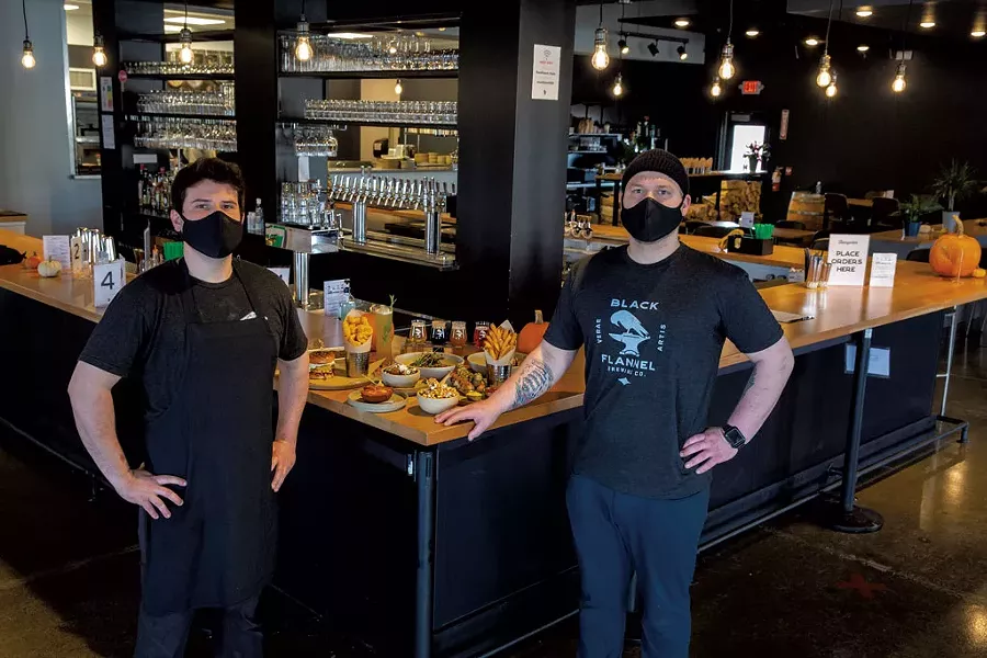 Travis Williams (left) and Trenton Endres at Black Flannel Brewing - JAMES BUCK