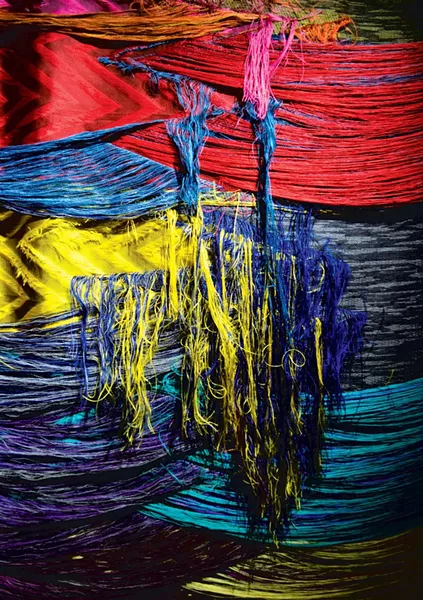 Detail of "Grief," jacquard weaving by Liz Collins