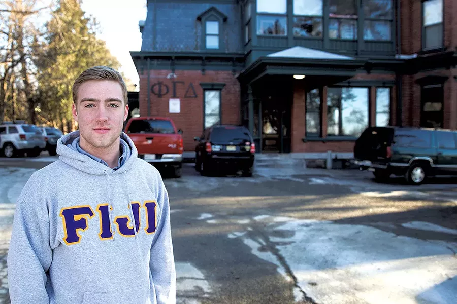 August Siebs in front of Phi Gamma Delta - JAMES BUCK
