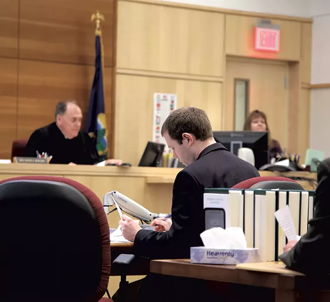 Deputy State's Attorney Alexander Burke and Judge David Howard - JANA SLEEMAN