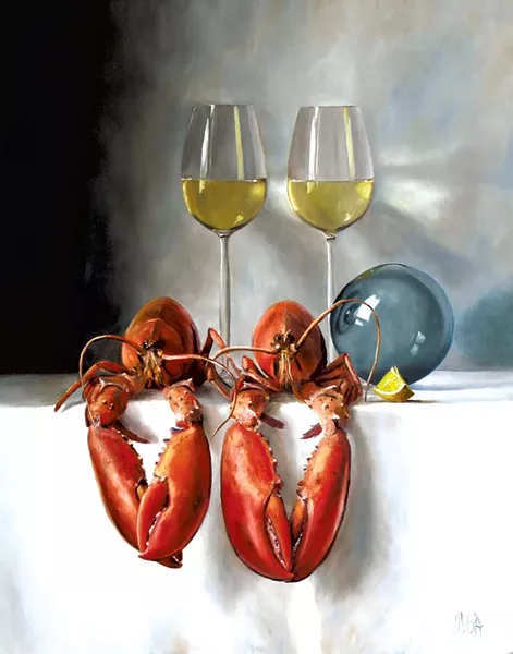 "Lobsters for Two" by Julie Y Baker Albright - COURTESY OF FURCHGOTT SOURDIFFE GALLERY