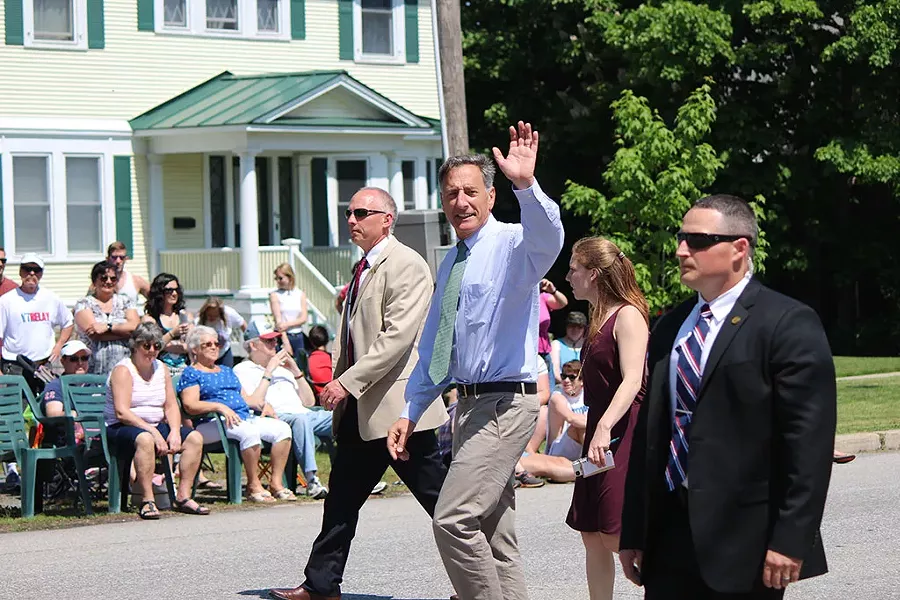 Gov. Peter Shumlin marches Monday in Vergennes' Memorial Day Parade - PAUL HEINTZ