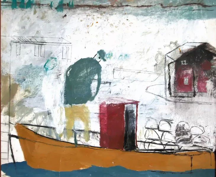 Fisherman,” mixed media on paper by Donald Saaf - COURTESY OF KENT MUSEUM