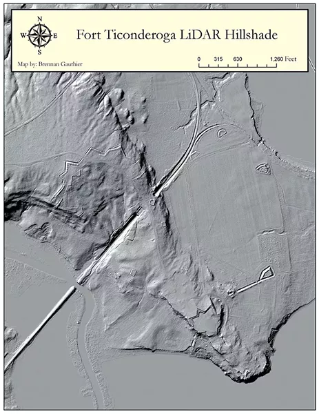 LiDAR image of Fort Ticonderoga