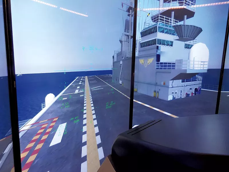 Simulated aircraft carrier in F-35B Marine version - COURTESY OF ADAM L. ALPERT