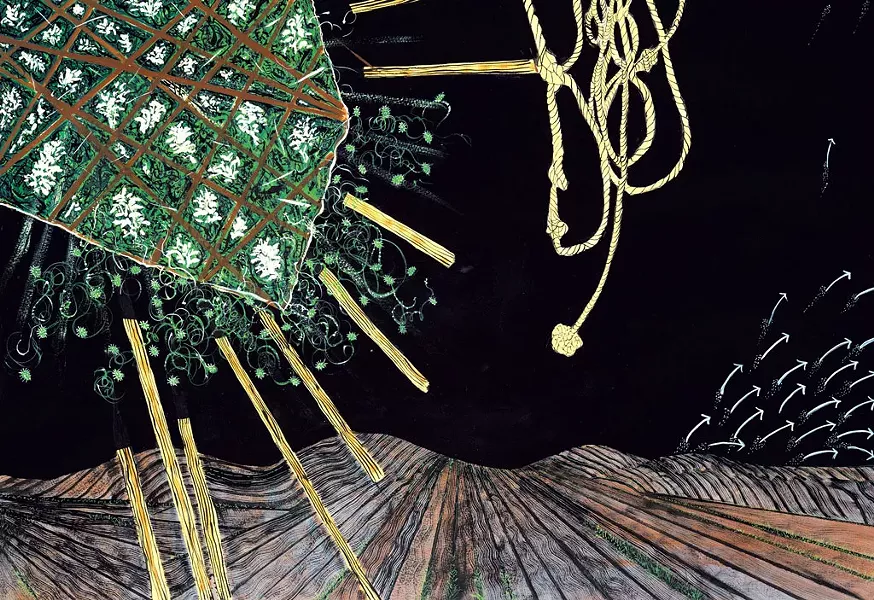 "The Green Beyond the Punji Pit" by Laurie Sverdlove - COURTESY OF BIGTOWN GALLERY
