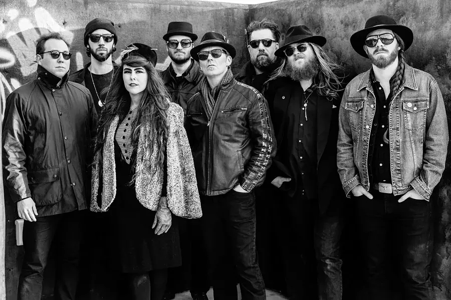 Kat Wright and the Indomitable Soul Band, 2016 (left to right): Dave Purcell, Josh Weinstein, Kat Wright, Jake Whitesell, Shane Hardiman, Ezra Oklan, Luke LaPlant and Bob Wagner - COURTESY OF SHEM ROOSE