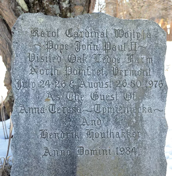 The monument marking the future pope’s visits to Vermont - FILE: MOLLY WALSH