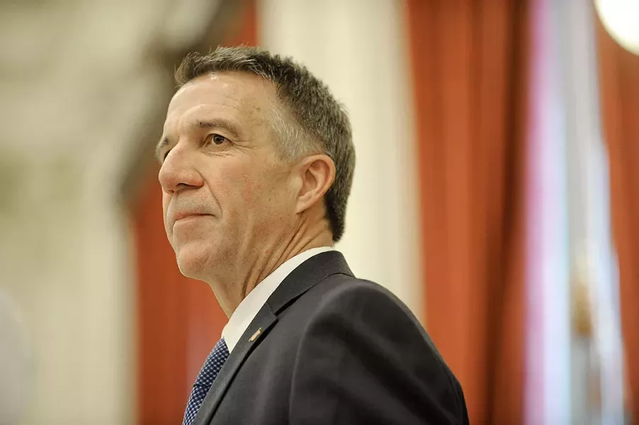 Gov. Phil Scott delivers his inaugural address last Thursday at the Statehouse - JEB WALLACE-BRODEUR