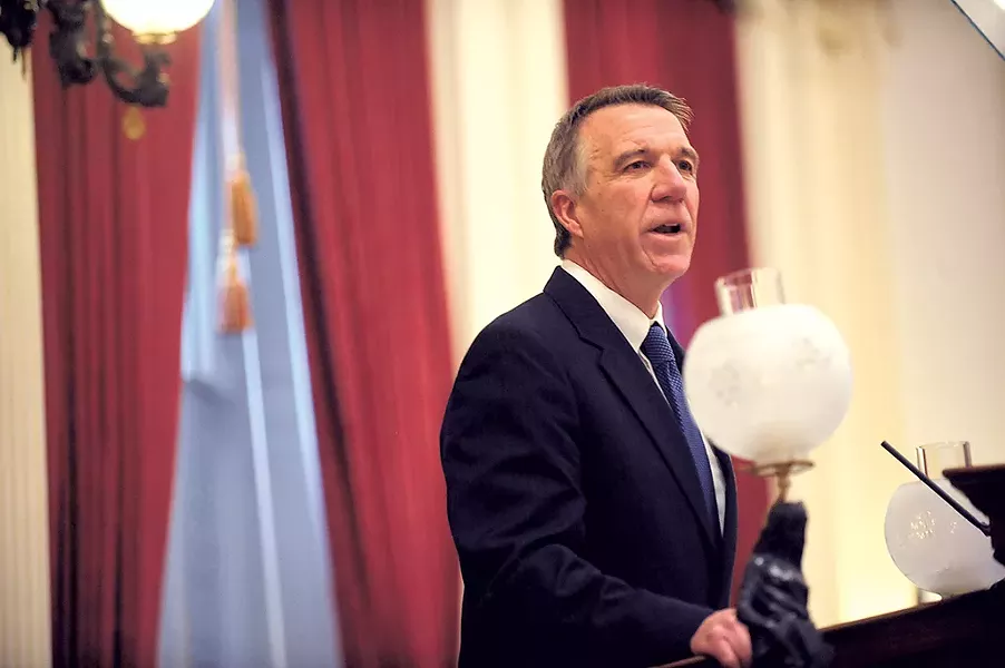 Gov. Phil Scott delivering his budget address - FILE: STEFAN HARD
