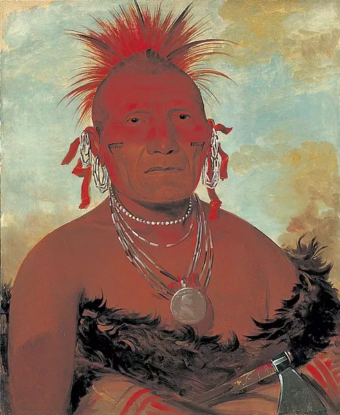 "Shón-ka-ki-he-ga, Horse Chief, Grand Pawnee Head Chief," oil painting by George Catlin - COURTESY OF MIDDLEBURY COLLEGE OF ART